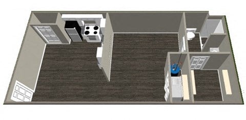 Floor plan for studio, 1 bath, 540 sqft
